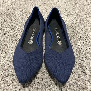 Navy Rothy's "The Point" flat.